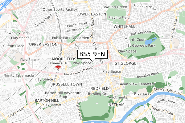 BS5 9FN map - small scale - OS Open Zoomstack (Ordnance Survey)