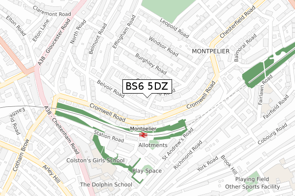 BS6 5DZ map - large scale - OS Open Zoomstack (Ordnance Survey)