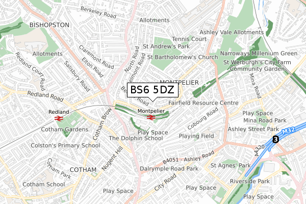 BS6 5DZ map - small scale - OS Open Zoomstack (Ordnance Survey)