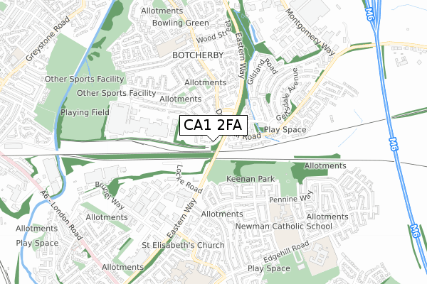 CA1 2FA map - small scale - OS Open Zoomstack (Ordnance Survey)