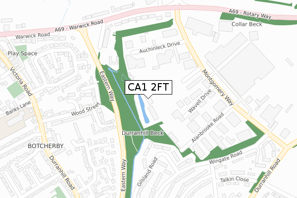 CA1 2FT map - large scale - OS Open Zoomstack (Ordnance Survey)