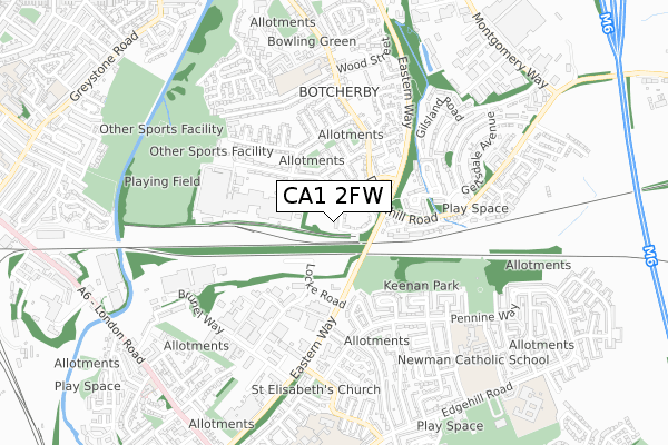 CA1 2FW map - small scale - OS Open Zoomstack (Ordnance Survey)