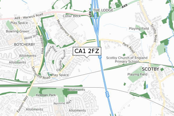 CA1 2FZ map - small scale - OS Open Zoomstack (Ordnance Survey)