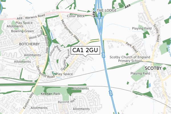 CA1 2GU map - small scale - OS Open Zoomstack (Ordnance Survey)