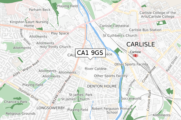 CA1 9GS map - small scale - OS Open Zoomstack (Ordnance Survey)