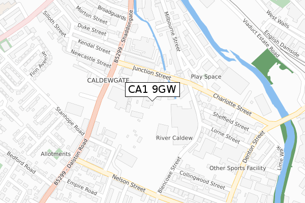 CA1 9GW map - large scale - OS Open Zoomstack (Ordnance Survey)