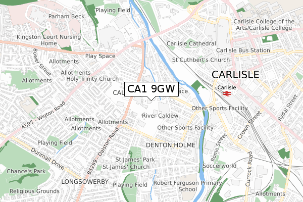 CA1 9GW map - small scale - OS Open Zoomstack (Ordnance Survey)