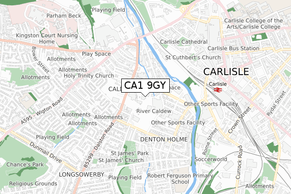 CA1 9GY map - small scale - OS Open Zoomstack (Ordnance Survey)