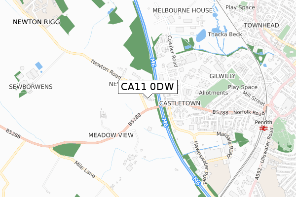 CA11 0DW map - small scale - OS Open Zoomstack (Ordnance Survey)