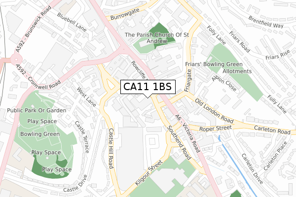 CA11 1BS map - large scale - OS Open Zoomstack (Ordnance Survey)