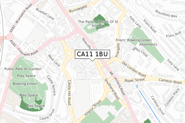 CA11 1BU map - large scale - OS Open Zoomstack (Ordnance Survey)