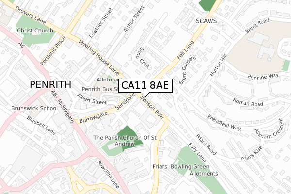 CA11 8AE map - large scale - OS Open Zoomstack (Ordnance Survey)