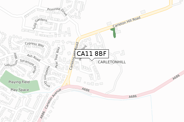 CA11 8BF map - large scale - OS Open Zoomstack (Ordnance Survey)