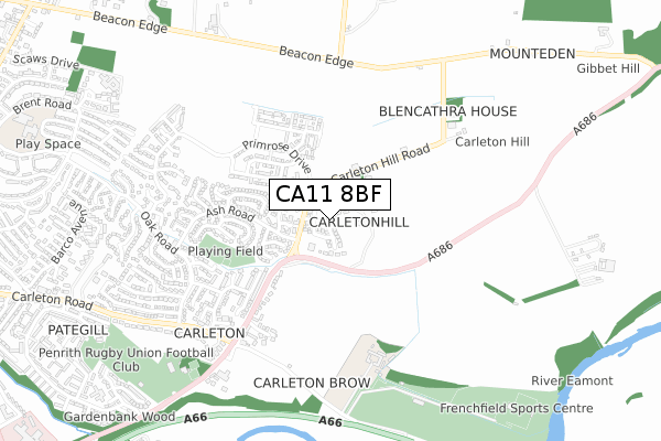 CA11 8BF map - small scale - OS Open Zoomstack (Ordnance Survey)