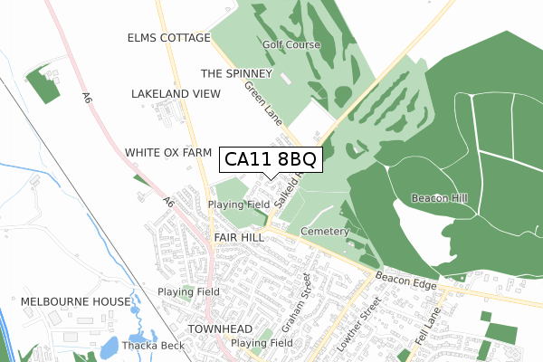 CA11 8BQ map - small scale - OS Open Zoomstack (Ordnance Survey)