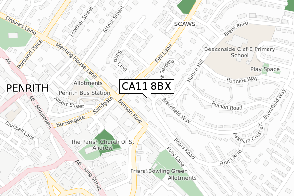 CA11 8BX map - large scale - OS Open Zoomstack (Ordnance Survey)