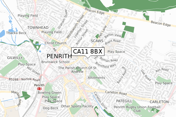 CA11 8BX map - small scale - OS Open Zoomstack (Ordnance Survey)