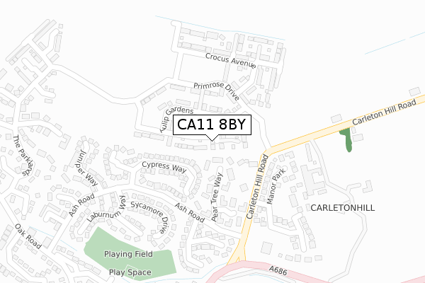 CA11 8BY map - large scale - OS Open Zoomstack (Ordnance Survey)