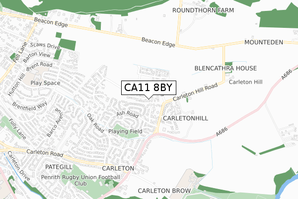 CA11 8BY map - small scale - OS Open Zoomstack (Ordnance Survey)