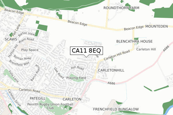 CA11 8EQ map - small scale - OS Open Zoomstack (Ordnance Survey)