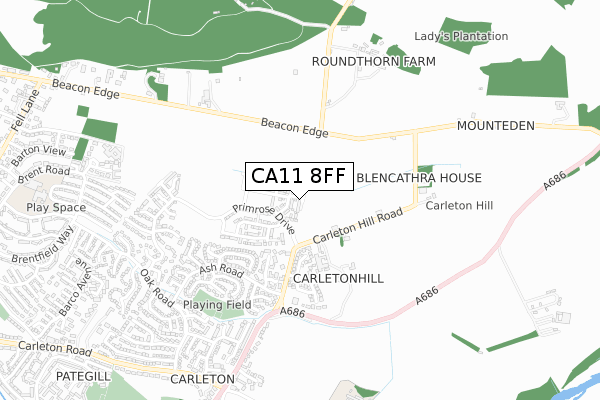 CA11 8FF map - small scale - OS Open Zoomstack (Ordnance Survey)