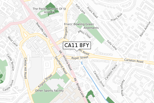 CA11 8FY map - large scale - OS Open Zoomstack (Ordnance Survey)