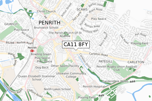 CA11 8FY map - small scale - OS Open Zoomstack (Ordnance Survey)