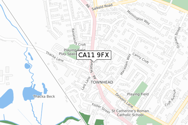 CA11 9FX map - large scale - OS Open Zoomstack (Ordnance Survey)