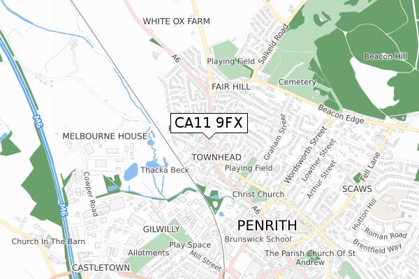 CA11 9FX map - small scale - OS Open Zoomstack (Ordnance Survey)