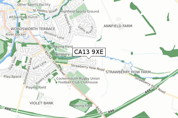 CA13 9XE map - small scale - OS Open Zoomstack (Ordnance Survey)