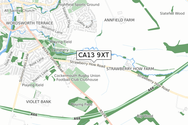 CA13 9XT map - small scale - OS Open Zoomstack (Ordnance Survey)