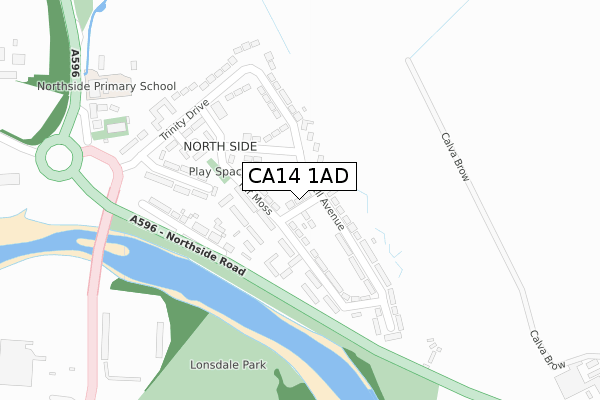 CA14 1AD map - large scale - OS Open Zoomstack (Ordnance Survey)