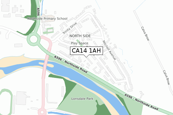 CA14 1AH map - large scale - OS Open Zoomstack (Ordnance Survey)