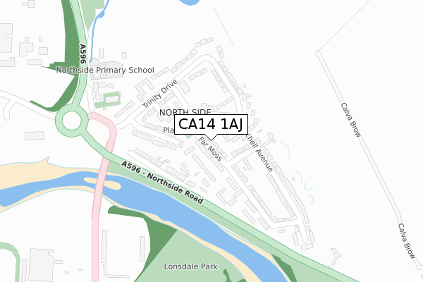 CA14 1AJ map - large scale - OS Open Zoomstack (Ordnance Survey)