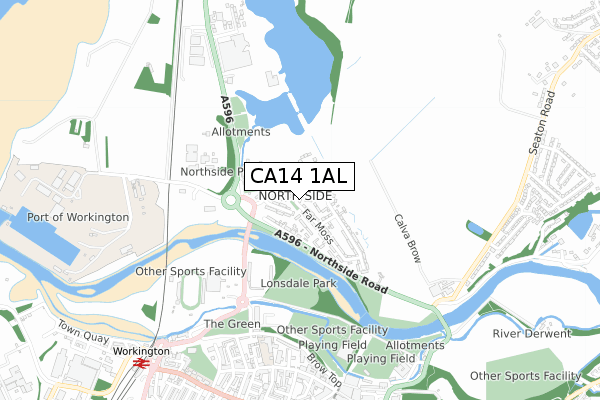 CA14 1AL map - small scale - OS Open Zoomstack (Ordnance Survey)