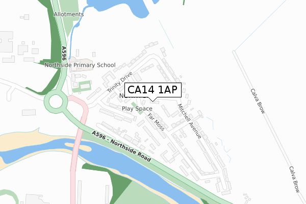 CA14 1AP map - large scale - OS Open Zoomstack (Ordnance Survey)