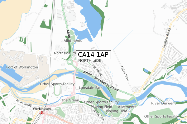 CA14 1AP map - small scale - OS Open Zoomstack (Ordnance Survey)