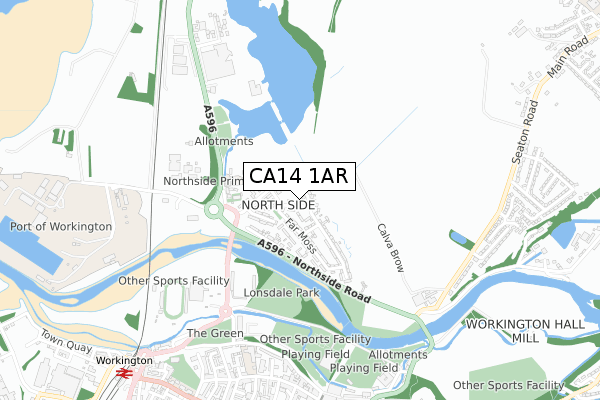 CA14 1AR map - small scale - OS Open Zoomstack (Ordnance Survey)