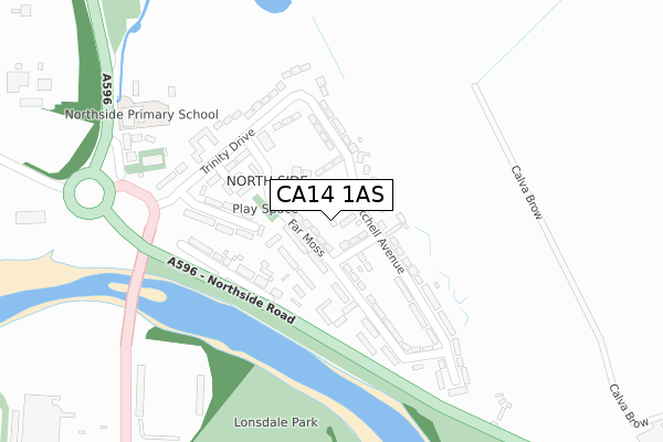 CA14 1AS map - large scale - OS Open Zoomstack (Ordnance Survey)