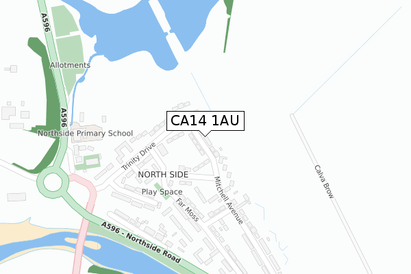 CA14 1AU map - large scale - OS Open Zoomstack (Ordnance Survey)