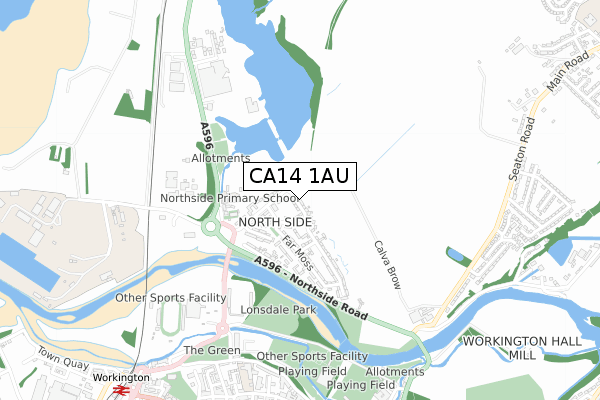 CA14 1AU map - small scale - OS Open Zoomstack (Ordnance Survey)