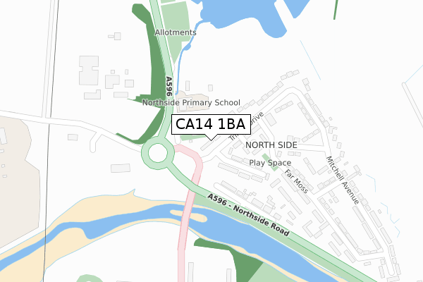 CA14 1BA map - large scale - OS Open Zoomstack (Ordnance Survey)