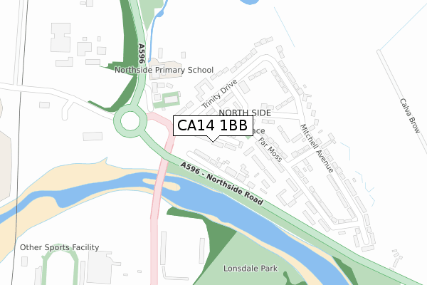 CA14 1BB map - large scale - OS Open Zoomstack (Ordnance Survey)