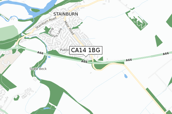 CA14 1BG map - small scale - OS Open Zoomstack (Ordnance Survey)