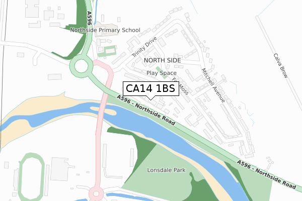 CA14 1BS map - large scale - OS Open Zoomstack (Ordnance Survey)