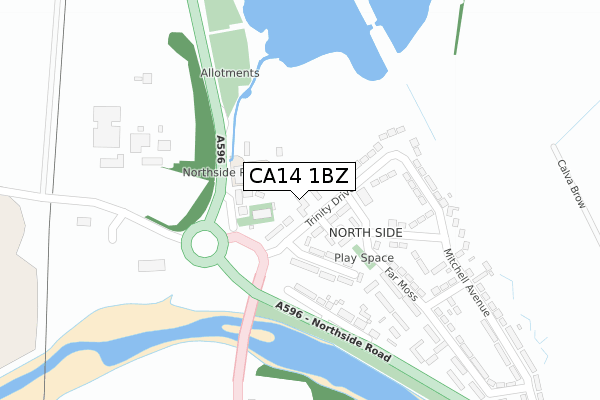 CA14 1BZ map - large scale - OS Open Zoomstack (Ordnance Survey)