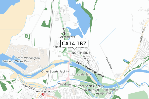 CA14 1BZ map - small scale - OS Open Zoomstack (Ordnance Survey)