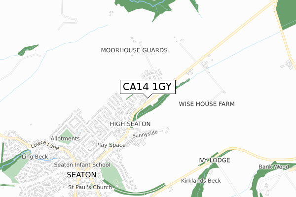 CA14 1GY map - small scale - OS Open Zoomstack (Ordnance Survey)