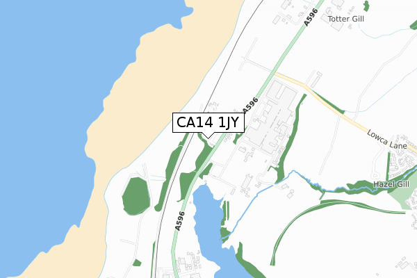 CA14 1JY map - small scale - OS Open Zoomstack (Ordnance Survey)