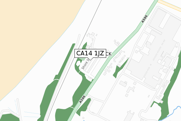 CA14 1JZ map - large scale - OS Open Zoomstack (Ordnance Survey)